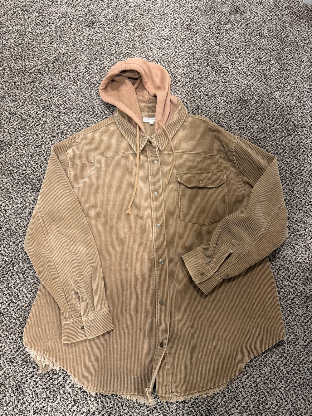 Gilded intent corduroy shacket with hood